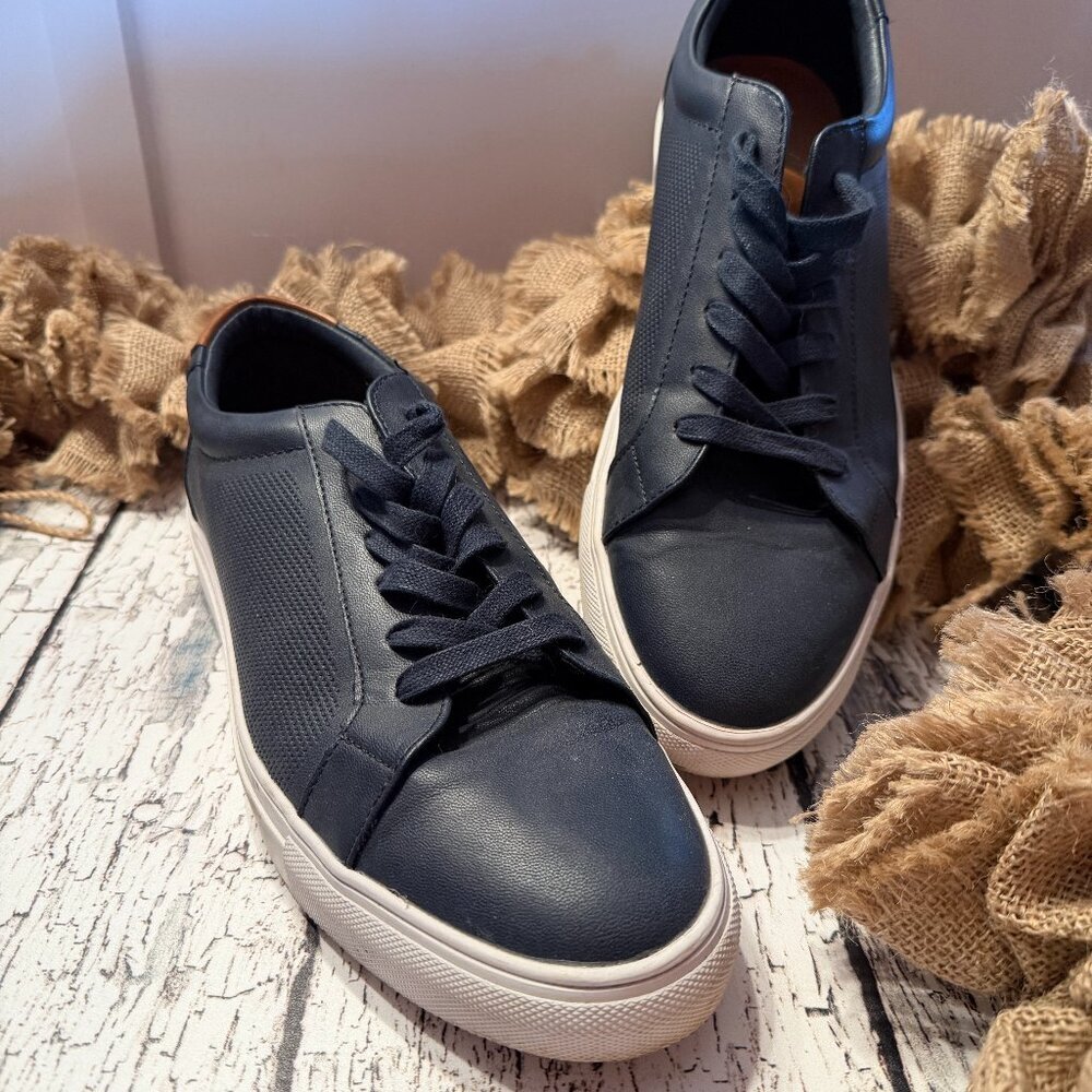 Mens Leather Sneakers Nordstrom Rack Navy Tan Size 10.5 Medium